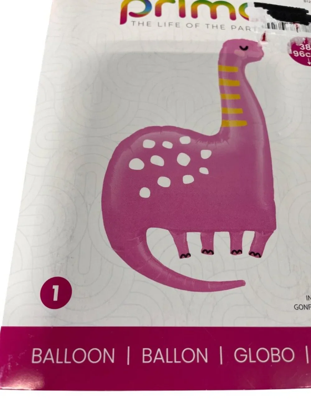 Prima Metallic Dinosaur Balloon Pink 38